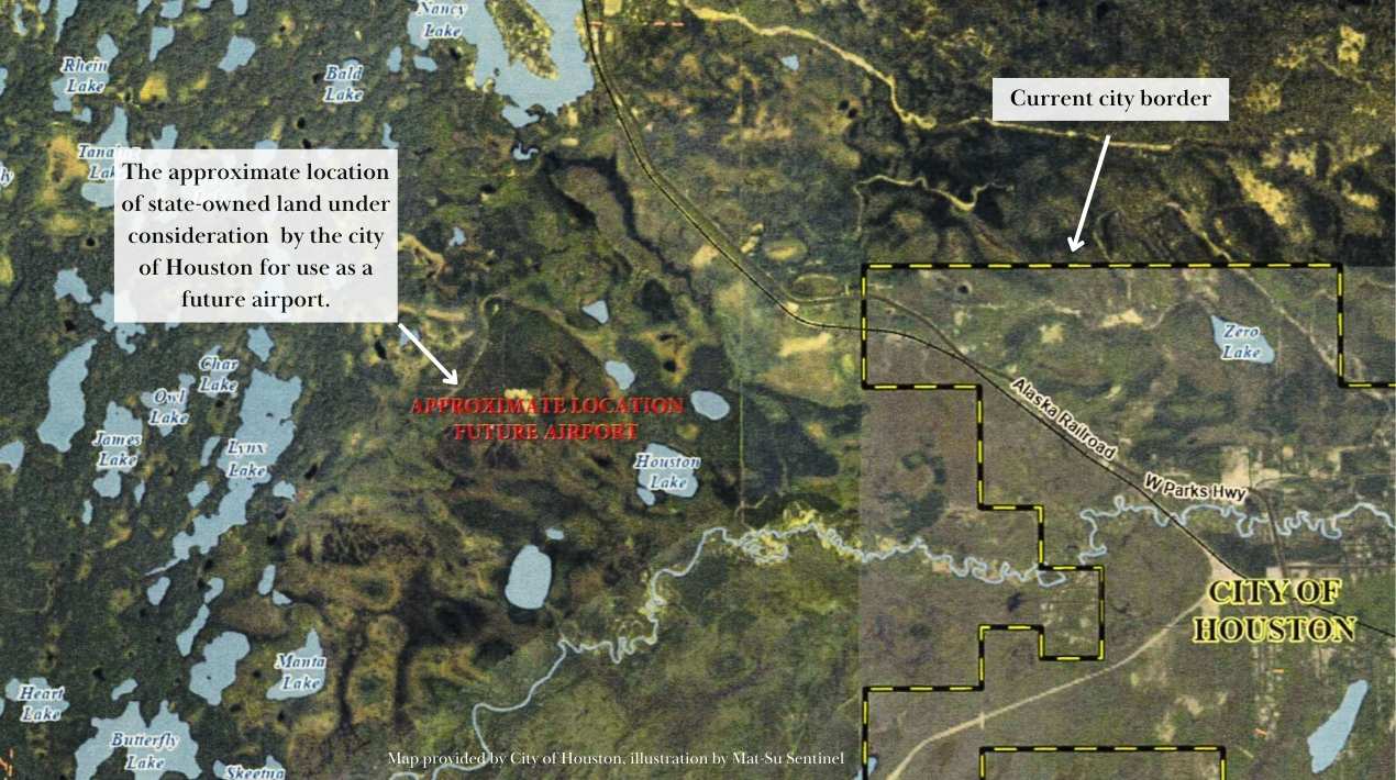 A map included in an upcoming City of Houston proposal shows the approximate location of the proposed airport site