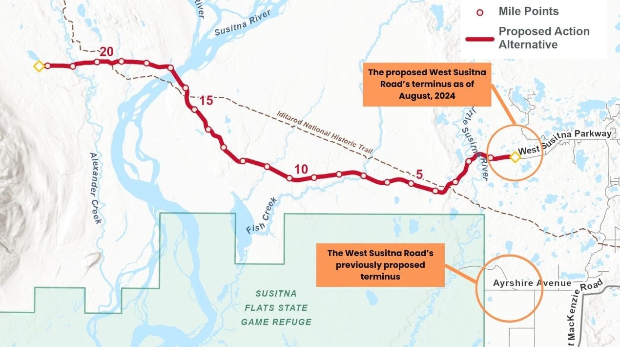 The proposed 22-mile West Susitna Access recreation road stretches from the West Susitna Parkway