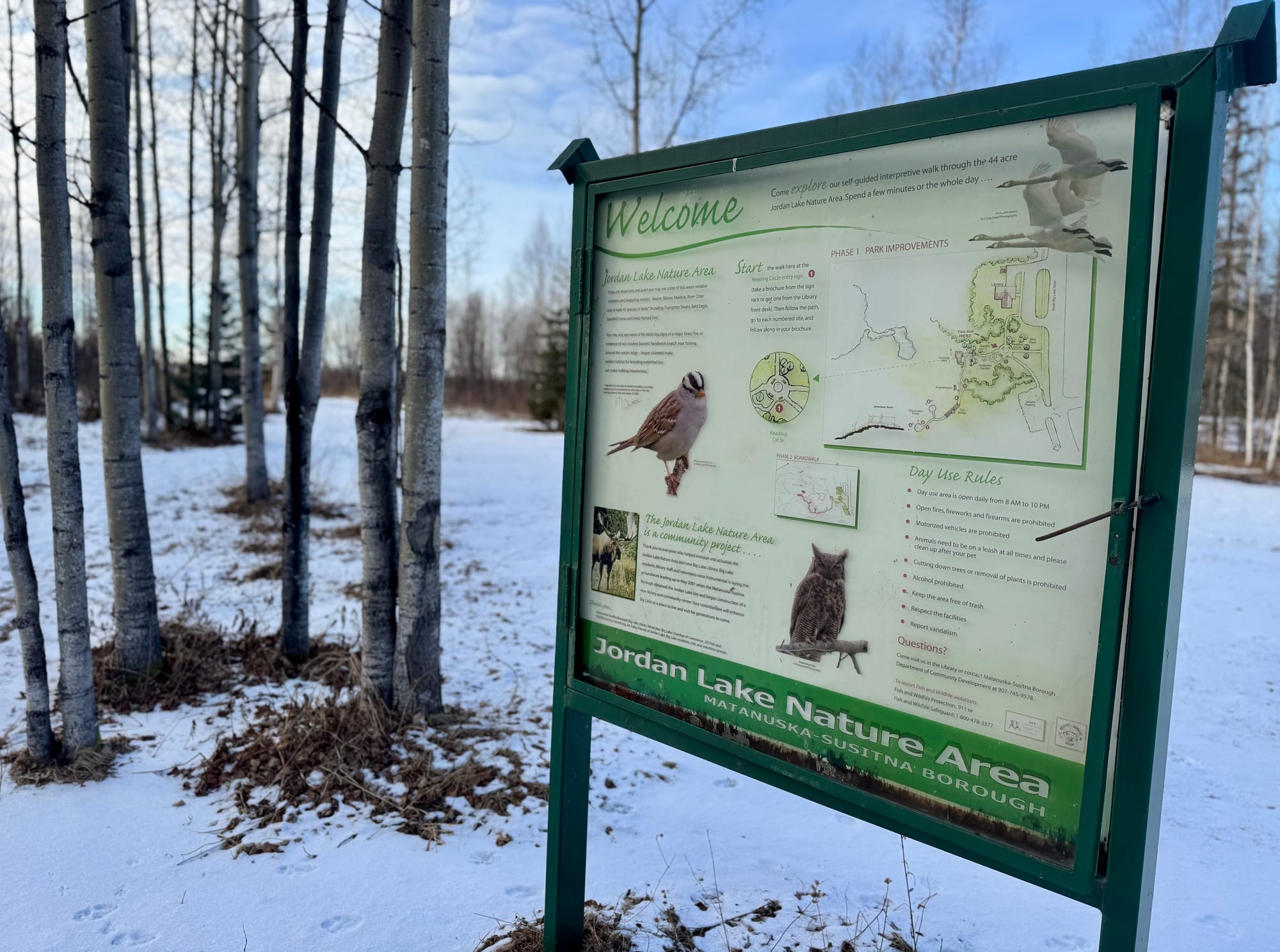 A sign at Jordan Lake Park in Big Lake