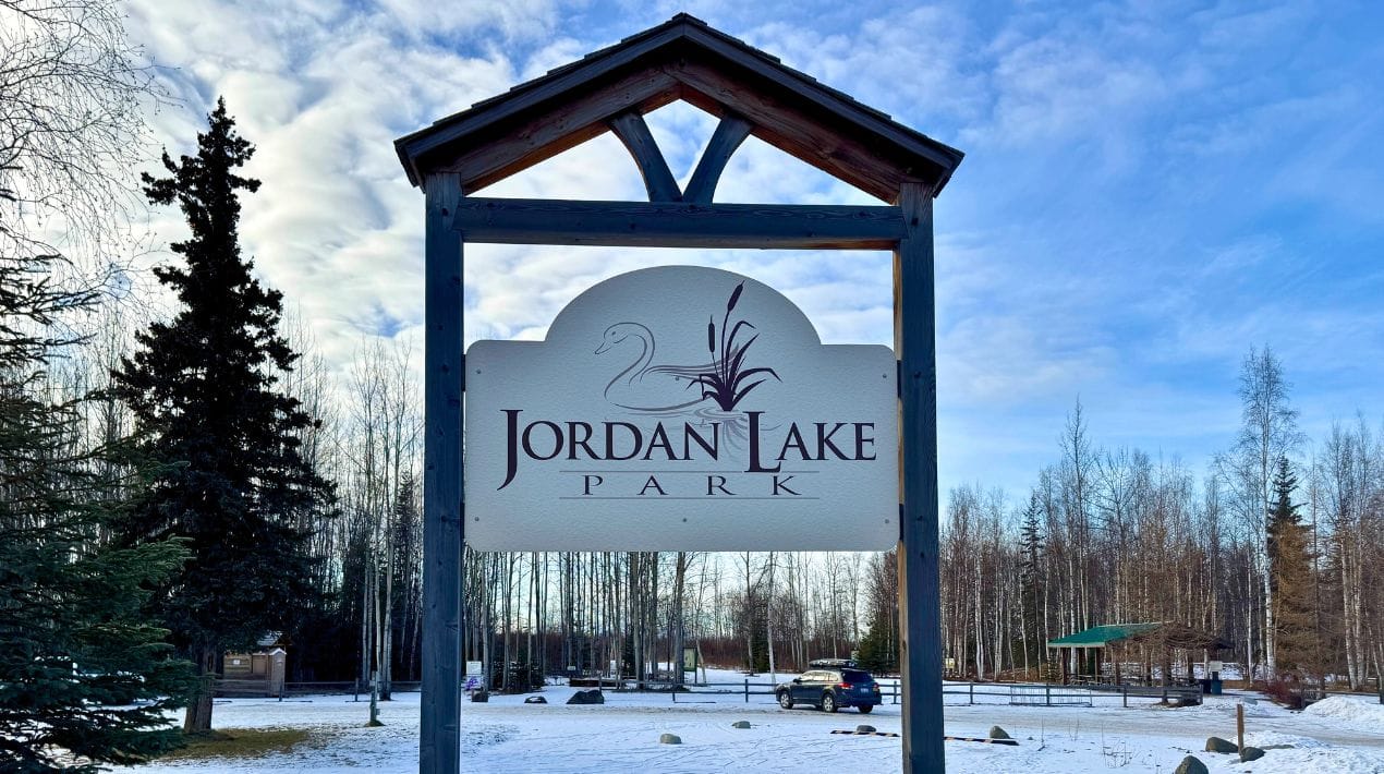 A sign marks Jordan Lake Park in Big Lake