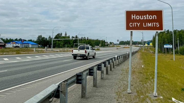 A Houston city limits sign along the George Parks Highway