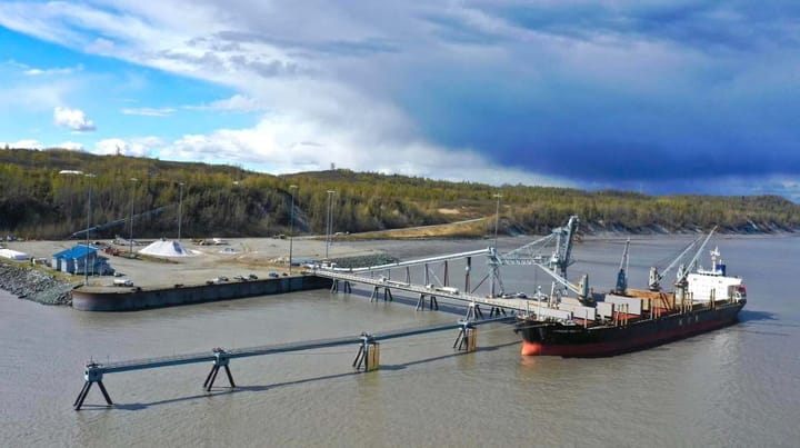 A cargo ship docket at Port MacKenzie