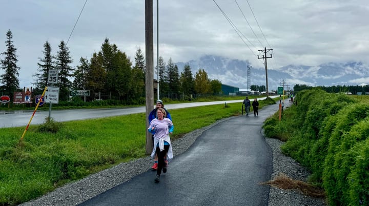 Pedestrian use a bike path on Palmer Airport Road on Sept. 9, 2024