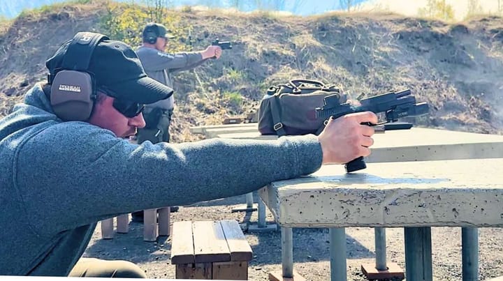 A Phalanx Academy student participates in a firearms class in May, 2024.