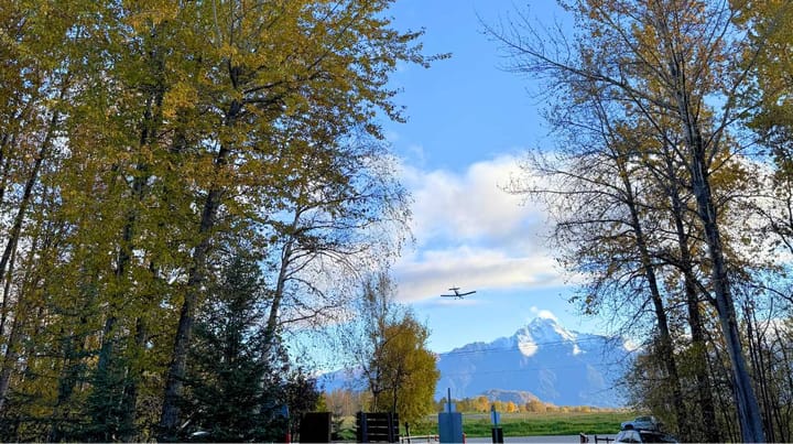 An airplane heads for a landing at the Palmer Airport