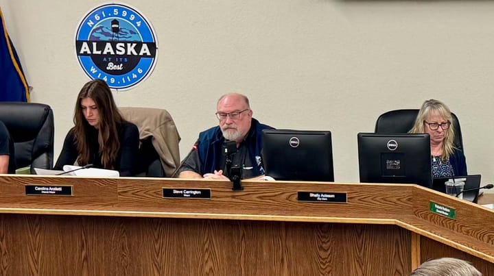 Mayor Steve Carrington at a Palmer City Council meeting