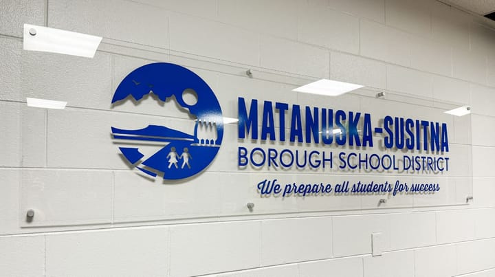 A Matanuska-Susitna Borough School District sign