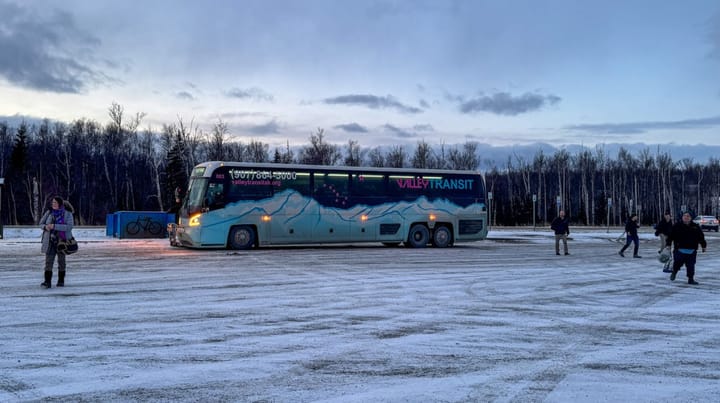 A Valley Transit bus drops riders at the Trunk Road park and ride 