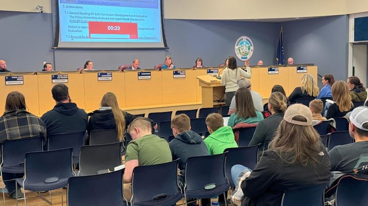 Mat-Su Central parent Tiffiny Copeland addresses the Matanuska-Susitna Borough School Board.